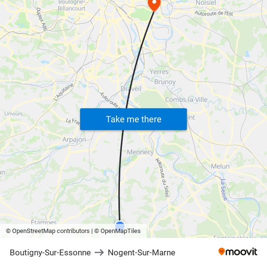 Boutigny-Sur-Essonne to Nogent-Sur-Marne map