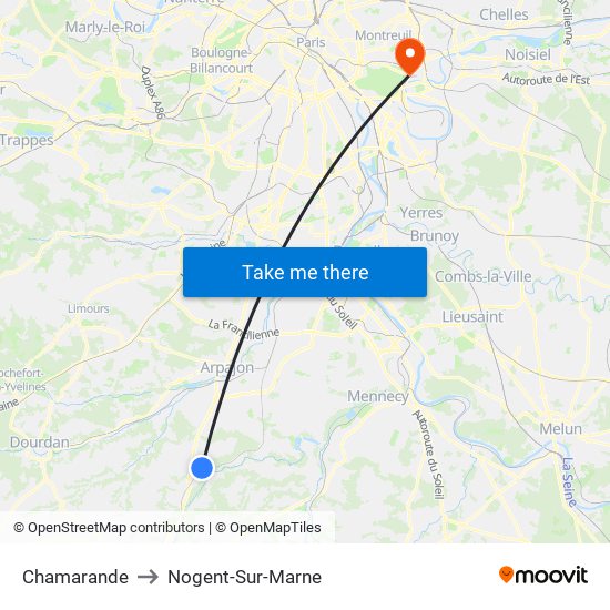 Chamarande to Nogent-Sur-Marne map