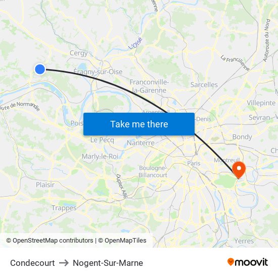 Condecourt to Nogent-Sur-Marne map