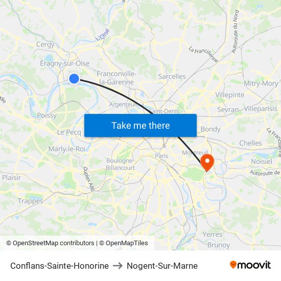 Conflans-Sainte-Honorine to Nogent-Sur-Marne map