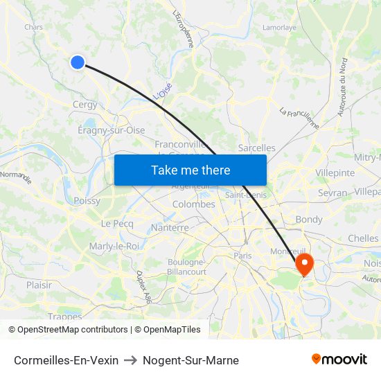 Cormeilles-En-Vexin to Nogent-Sur-Marne map