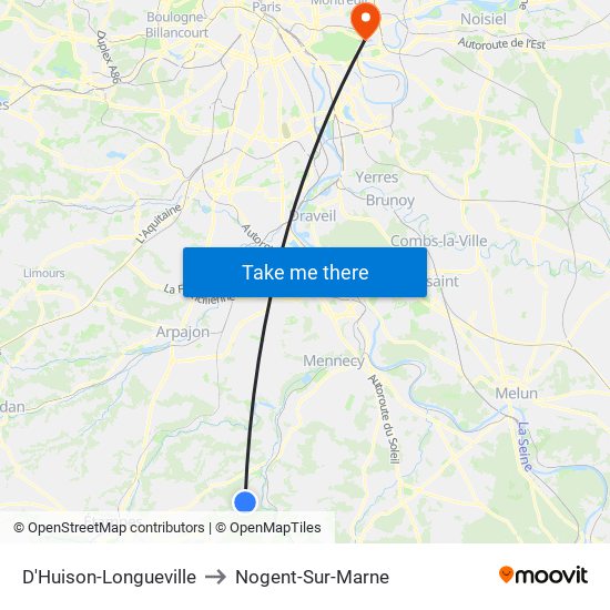 D'Huison-Longueville to Nogent-Sur-Marne map