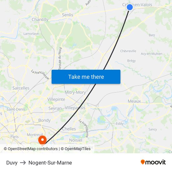 Duvy to Nogent-Sur-Marne map