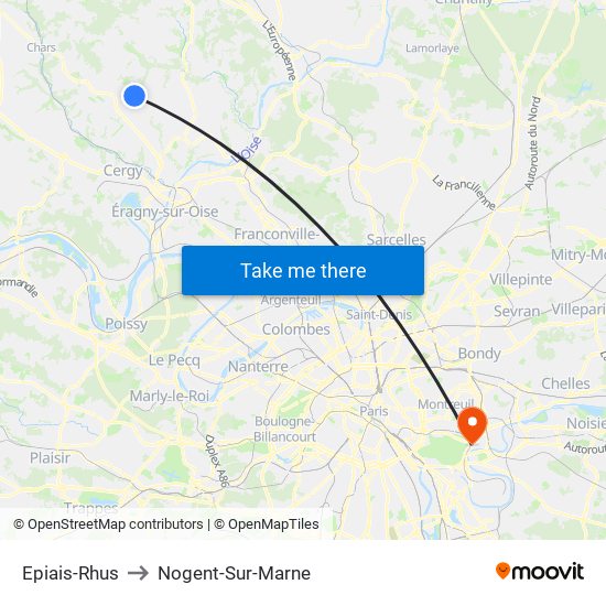 Epiais-Rhus to Nogent-Sur-Marne map