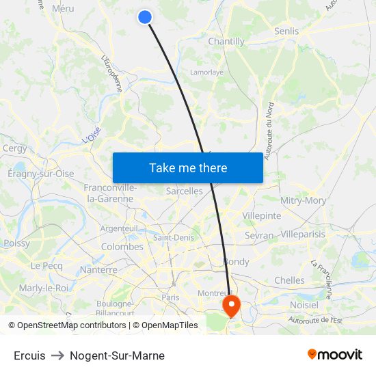 Ercuis to Nogent-Sur-Marne map