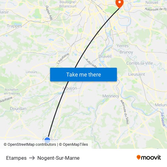 Etampes to Nogent-Sur-Marne map