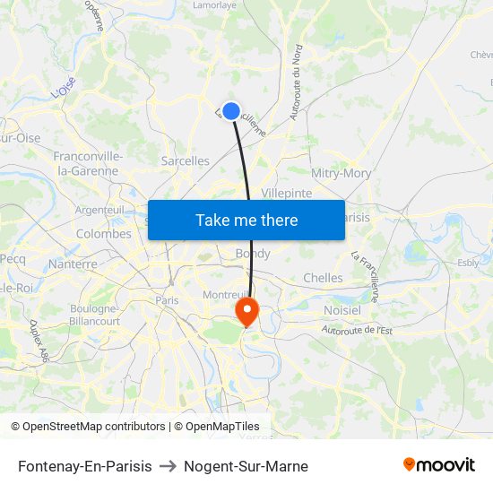 Fontenay-En-Parisis to Nogent-Sur-Marne map