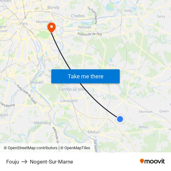 Fouju to Nogent-Sur-Marne map