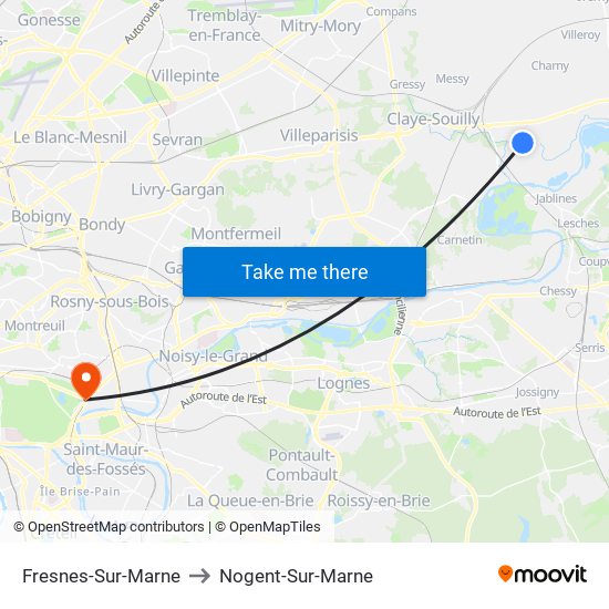 Fresnes-Sur-Marne to Nogent-Sur-Marne map