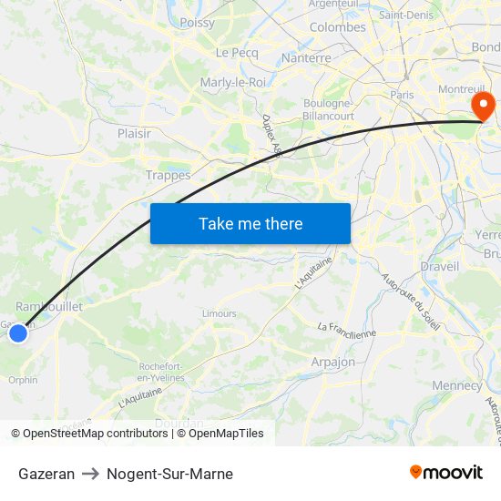Gazeran to Nogent-Sur-Marne map