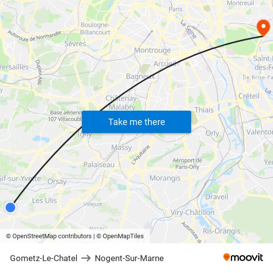 Gometz-Le-Chatel to Nogent-Sur-Marne map