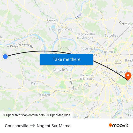 Goussonville to Nogent-Sur-Marne map