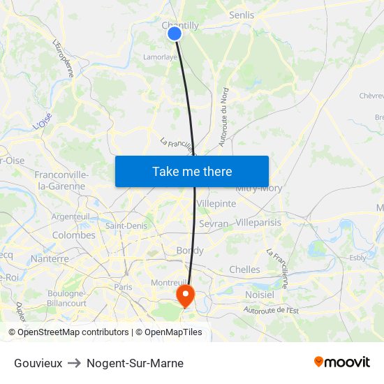 Gouvieux to Nogent-Sur-Marne map