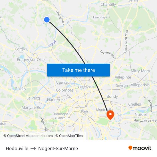Hedouville to Nogent-Sur-Marne map