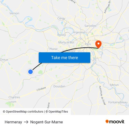 Hermeray to Nogent-Sur-Marne map