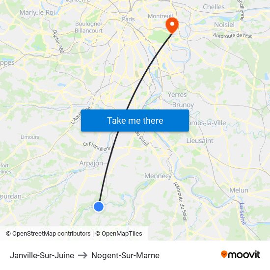 Janville-Sur-Juine to Nogent-Sur-Marne map