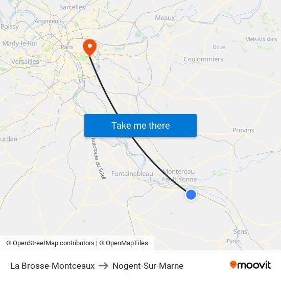 La Brosse-Montceaux to Nogent-Sur-Marne map