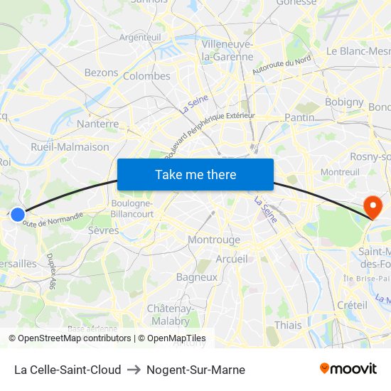 La Celle-Saint-Cloud to Nogent-Sur-Marne map