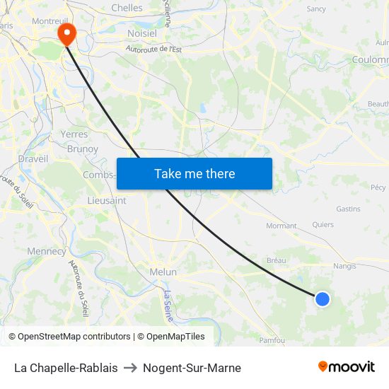 La Chapelle-Rablais to Nogent-Sur-Marne map
