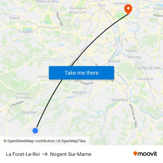 La Foret-Le-Roi to Nogent-Sur-Marne map