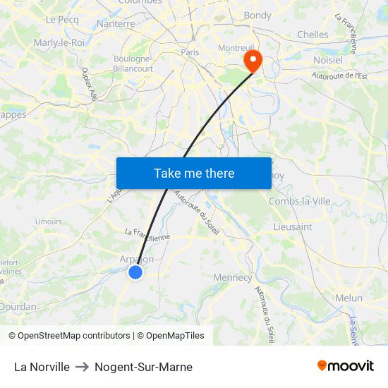 La Norville to Nogent-Sur-Marne map