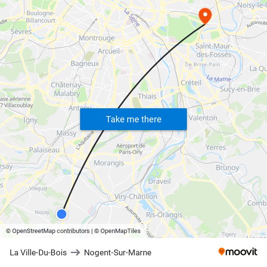 La Ville-Du-Bois to Nogent-Sur-Marne map