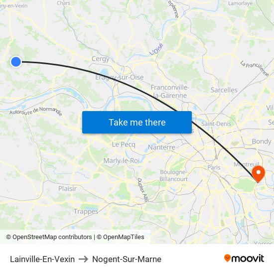 Lainville-En-Vexin to Nogent-Sur-Marne map
