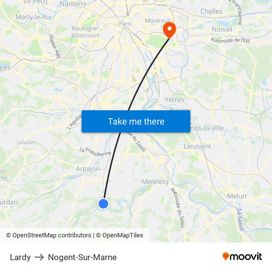 Lardy to Nogent-Sur-Marne map