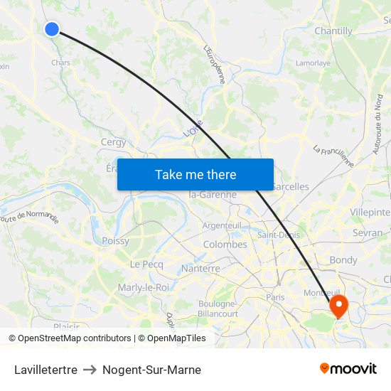 Lavilletertre to Nogent-Sur-Marne map