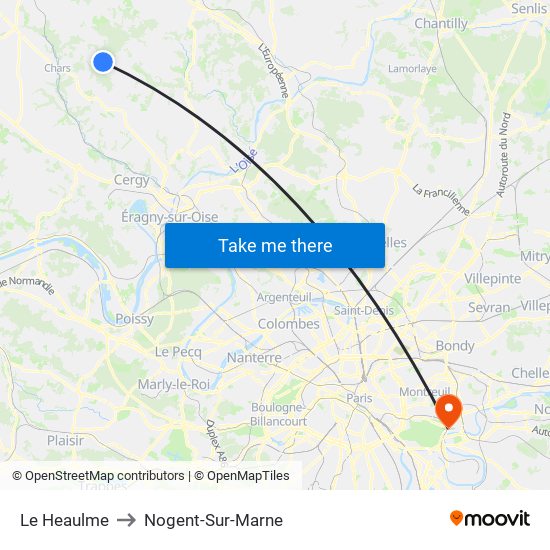 Le Heaulme to Nogent-Sur-Marne map