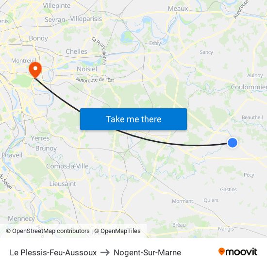 Le Plessis-Feu-Aussoux to Nogent-Sur-Marne map