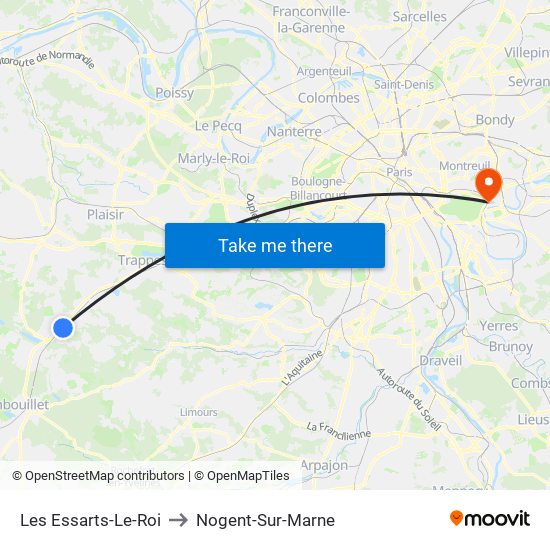 Les Essarts-Le-Roi to Nogent-Sur-Marne map