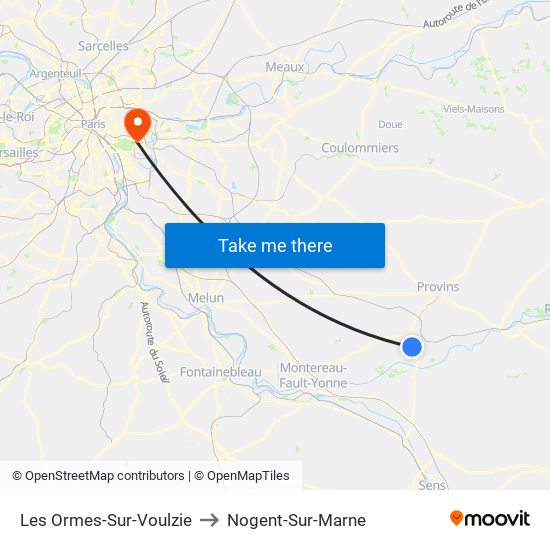 Les Ormes-Sur-Voulzie to Nogent-Sur-Marne map