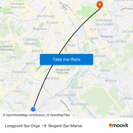 Longpont-Sur-Orge to Nogent-Sur-Marne map