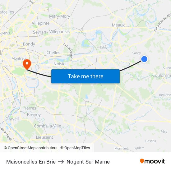 Maisoncelles-En-Brie to Nogent-Sur-Marne map