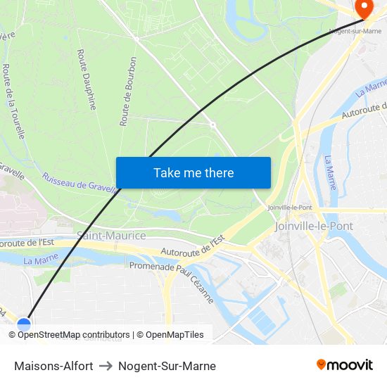 Maisons-Alfort to Nogent-Sur-Marne map