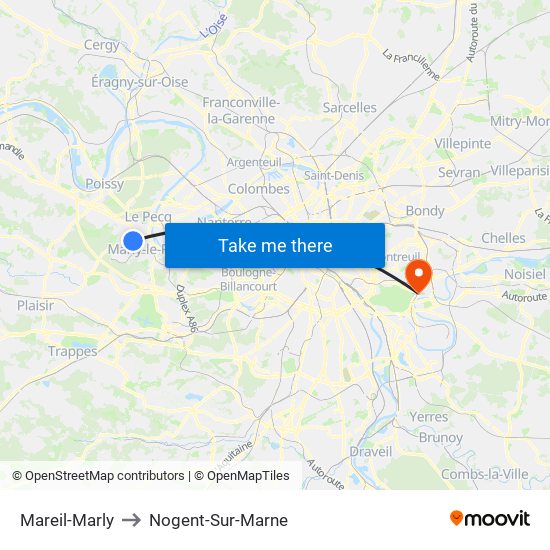 Mareil-Marly to Nogent-Sur-Marne map