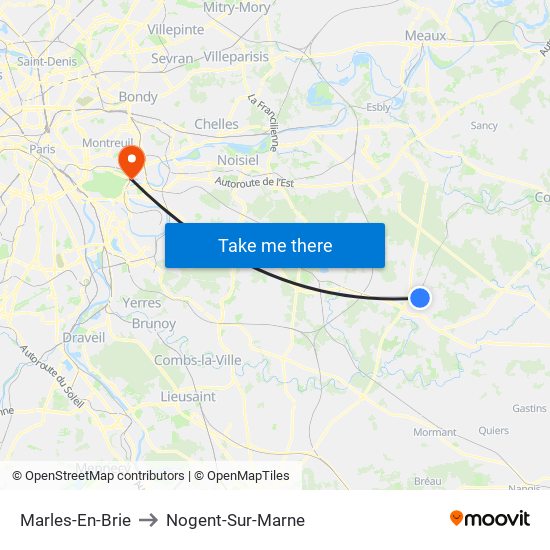 Marles-En-Brie to Nogent-Sur-Marne map