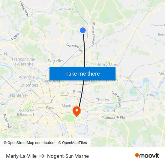 Marly-La-Ville to Nogent-Sur-Marne map