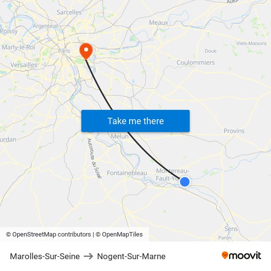 Marolles-Sur-Seine to Nogent-Sur-Marne map