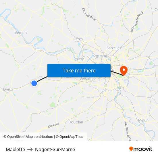 Maulette to Nogent-Sur-Marne map