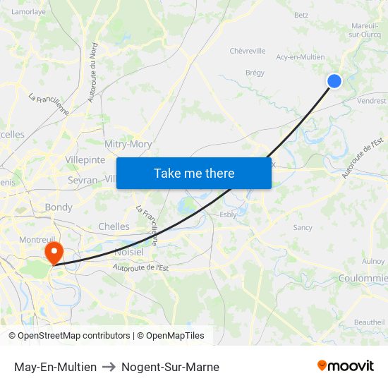 May-En-Multien to Nogent-Sur-Marne map