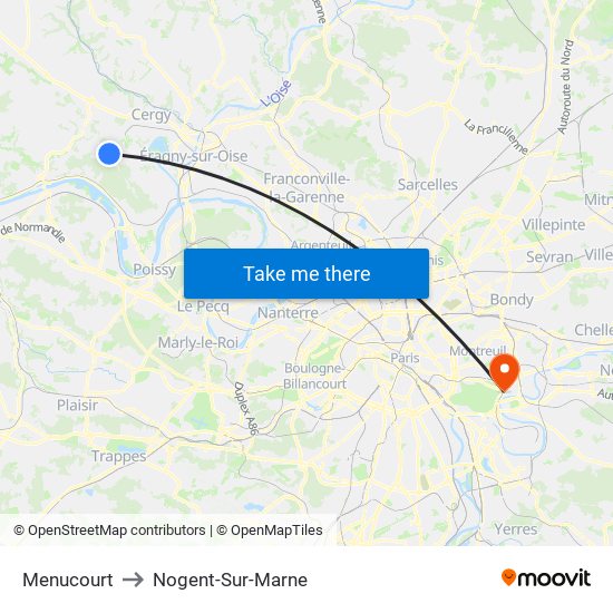Menucourt to Nogent-Sur-Marne map