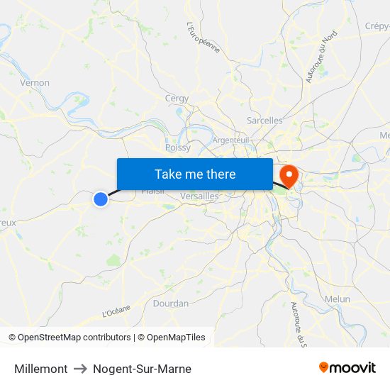 Millemont to Nogent-Sur-Marne map