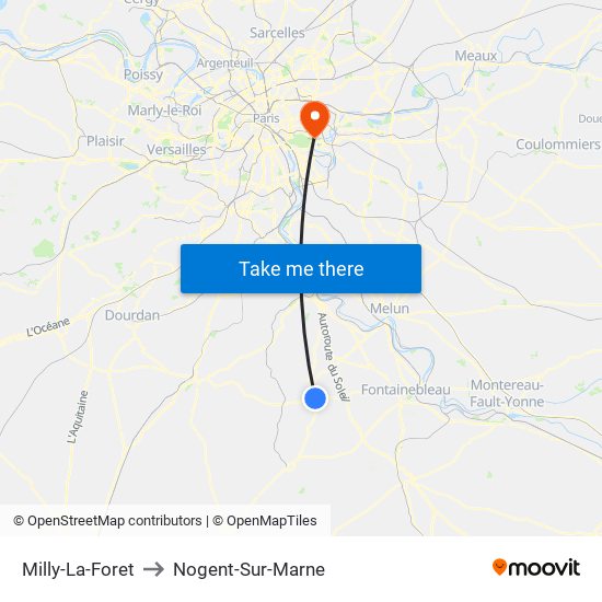 Milly-La-Foret to Nogent-Sur-Marne map