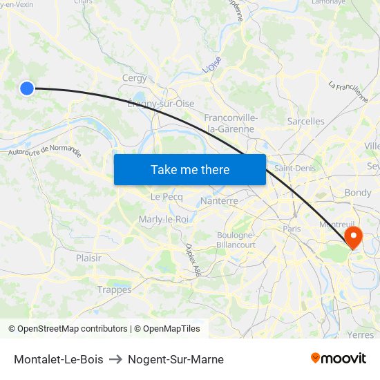 Montalet-Le-Bois to Nogent-Sur-Marne map
