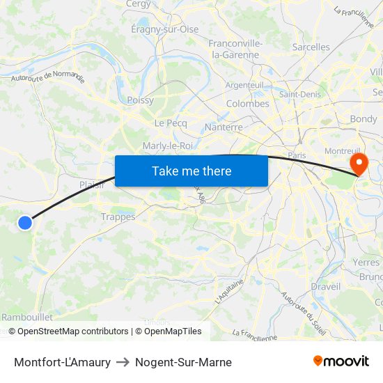 Montfort-L'Amaury to Nogent-Sur-Marne map