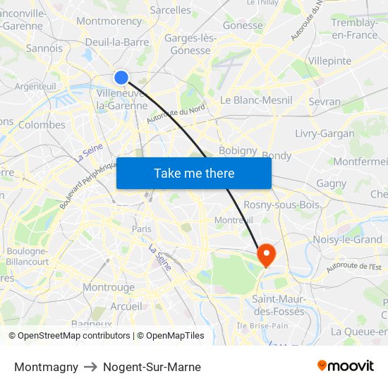 Montmagny to Nogent-Sur-Marne map
