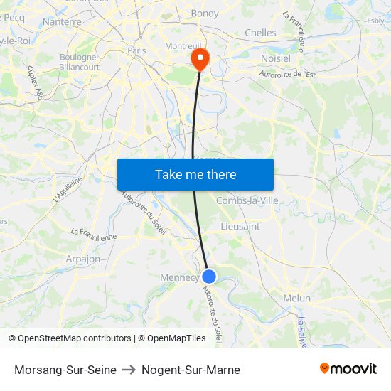 Morsang-Sur-Seine to Nogent-Sur-Marne map