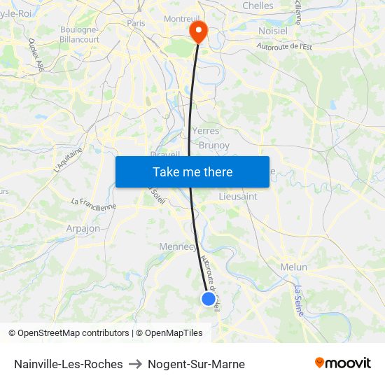 Nainville-Les-Roches to Nogent-Sur-Marne map